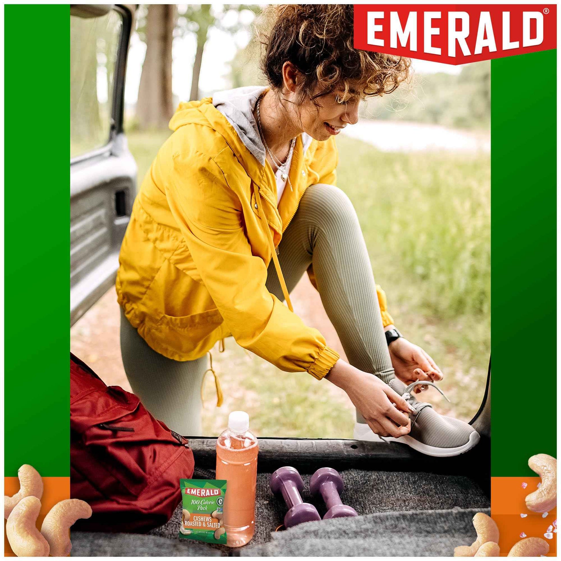 Emerald Nuts Roasted and Salted Cashews 7ct – Single-Serve Office Snack Pack for Focus Breaks and Commuter Bag Energy