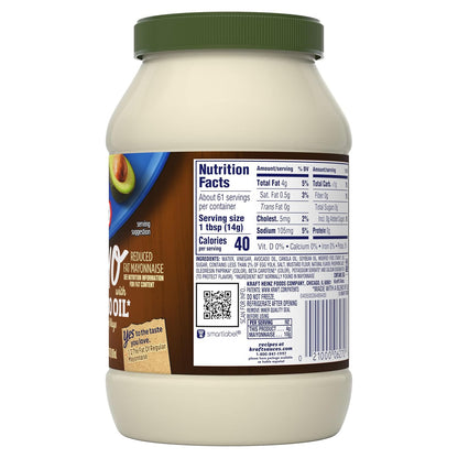 Kraft Avocado Oil Reduced Fat Mayo – Single-Jar Pantry Staple for Streamlined Home Cooking, Creamy Sandwich Spread
