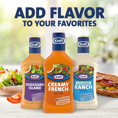Kraft Creamy French Dressing – No Artificial Flavors Dressing for Clean Eating, 16 fl oz Bottle