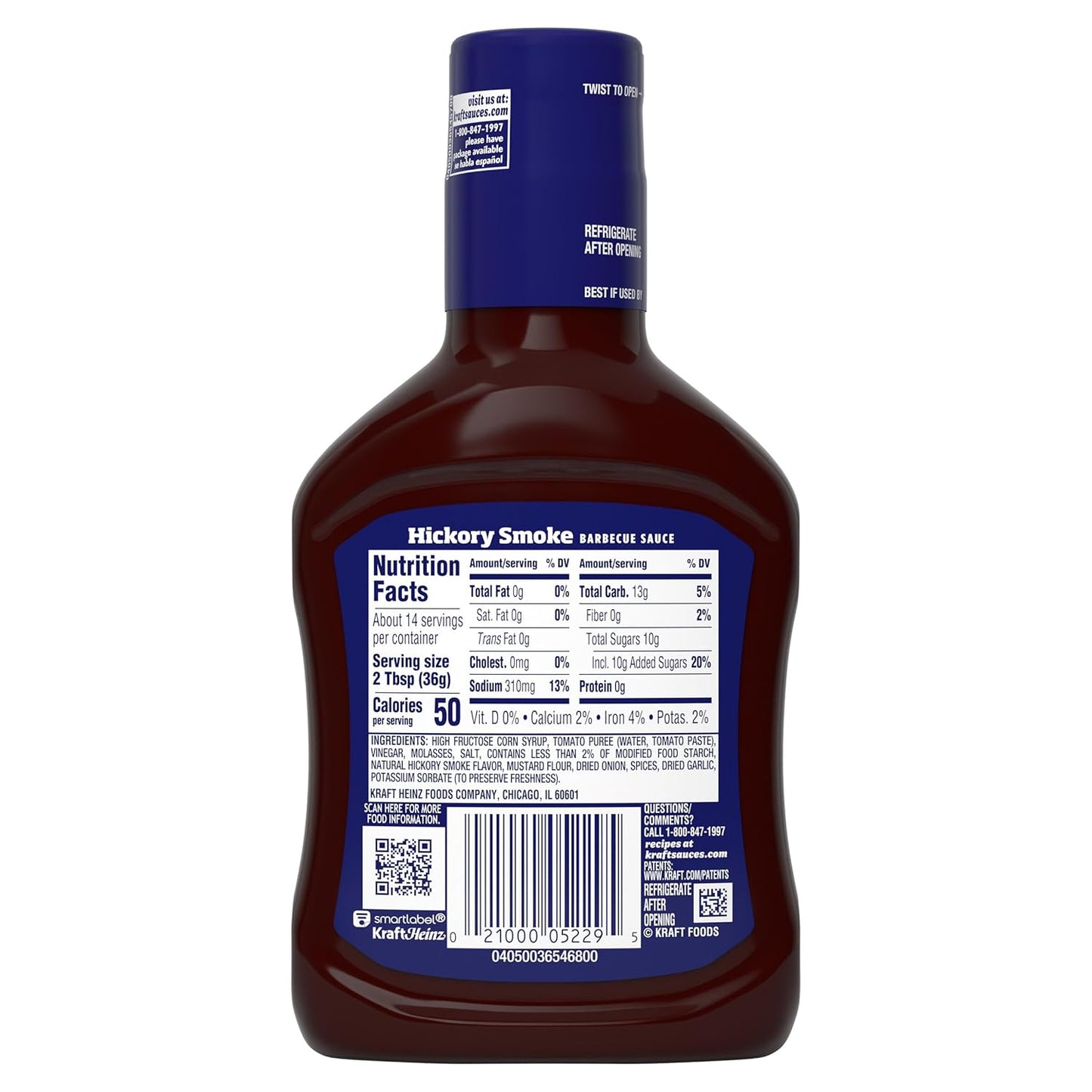 Kraft Hickory Smoke Slow-Simmered Barbecue Sauce, 17.5 oz Bottle – Thoughtful Housewarming Gift for the Grilling Enthusiast