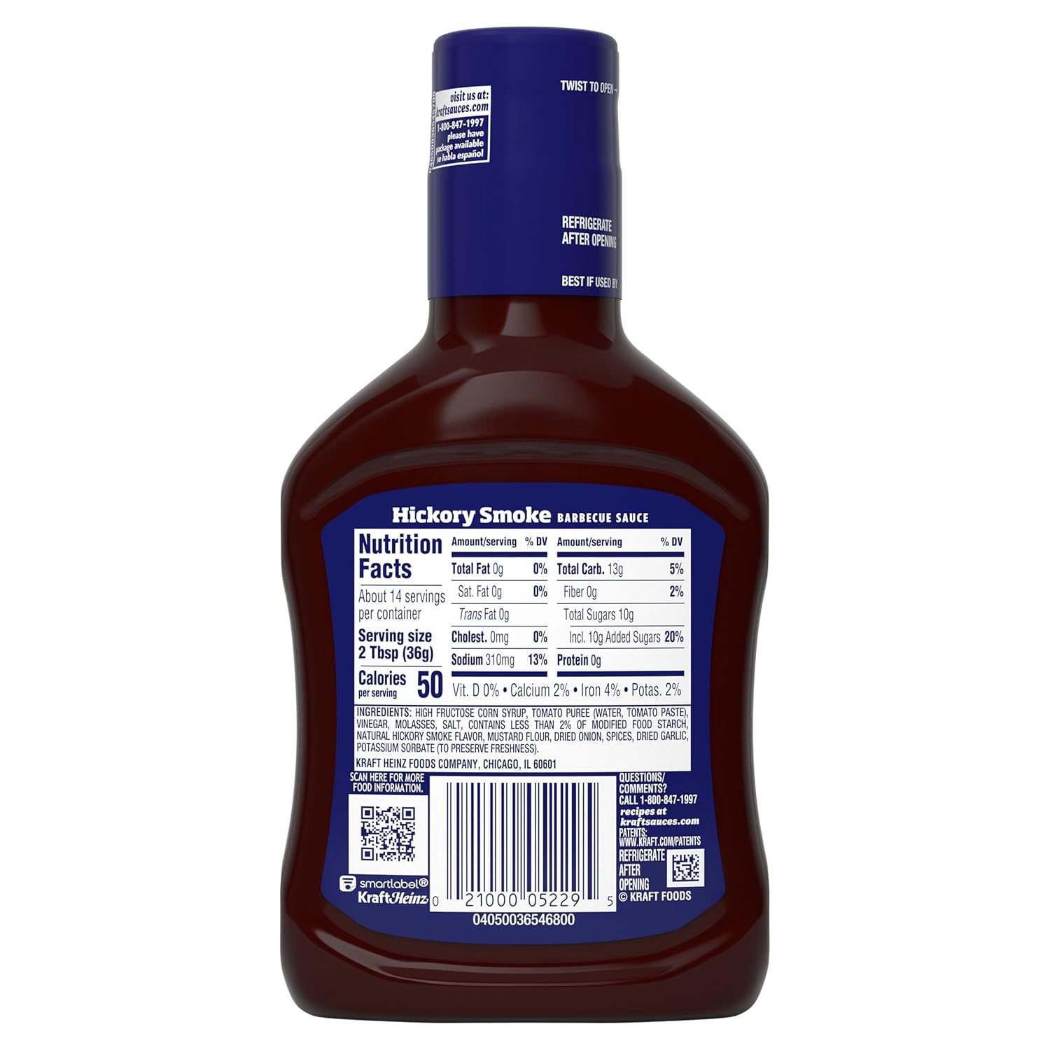 Kraft Hickory Smoke Slow-Simmered Barbecue Sauce, 17.5 oz Bottle – Thoughtful Housewarming Gift for the Grilling Enthusiast