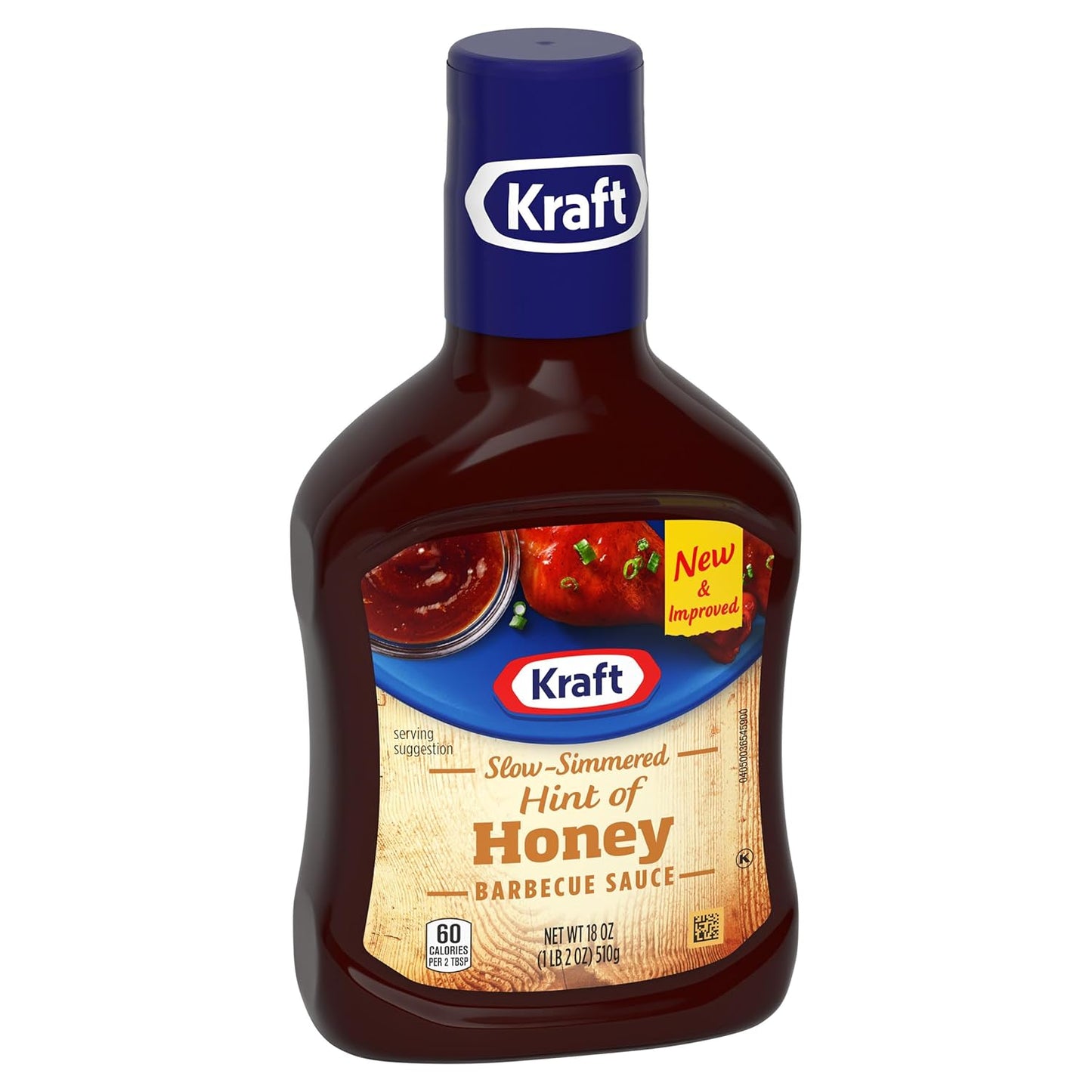 Kraft Hint of Honey Slow-Simmered Barbecue BBQ Sauce 18 oz – Kid-Friendly Family Dip for Tenders, Fries and Meatballs
