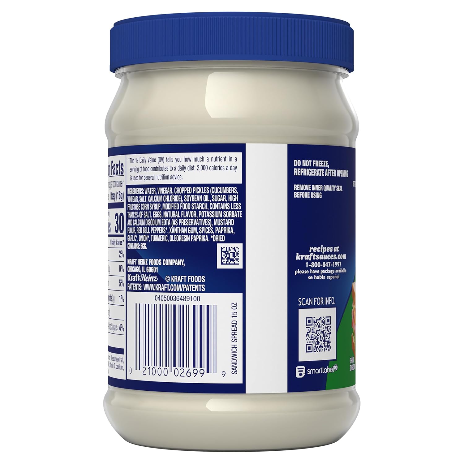 Kraft Sandwich Spread – Time-Saving Lunch Prep for Busy Workweek Sandwiches, 15 fl oz Jar
