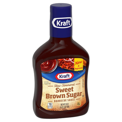 Kraft Sweet Brown Sugar Slow-Simmered Barbecue Sauce, 18 oz Kid-Friendly BBQ Sauce for Family Dinners