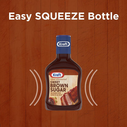 Kraft Sweet Brown Sugar Slow-Simmered Barbecue Sauce, 18 oz Kid-Friendly BBQ Sauce for Family Dinners