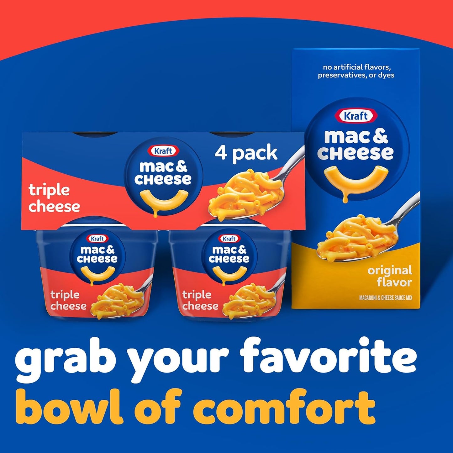 Kraft Triple Cheese Mac & Cheese Microwave Cups – Quick Desk Lunch for Busy Office Days, Single-Serve Convenience