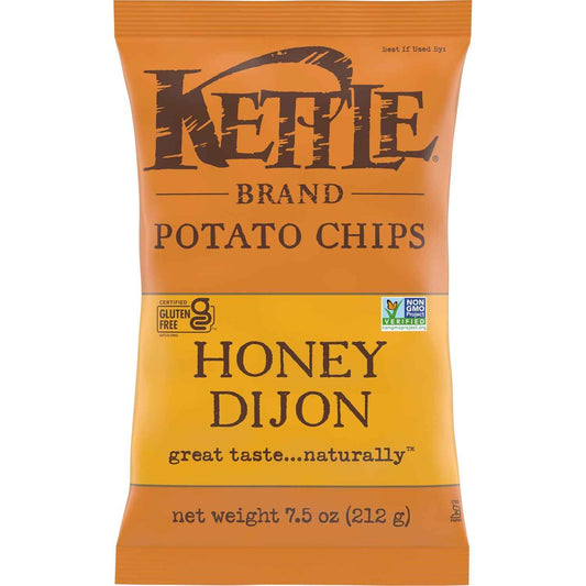 Kettle Brand Potato Chips Honey Dijon Kettle Chips, 7.5 Oz – Clean-Ingredient Snack for Mindful Home Snacking