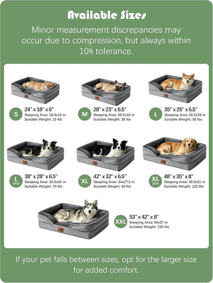Ksiia Calming Den Orthopedic Dog Bed – Daily Joint Support for Senior Medium Breeds, Egg-Crate Foam Couch