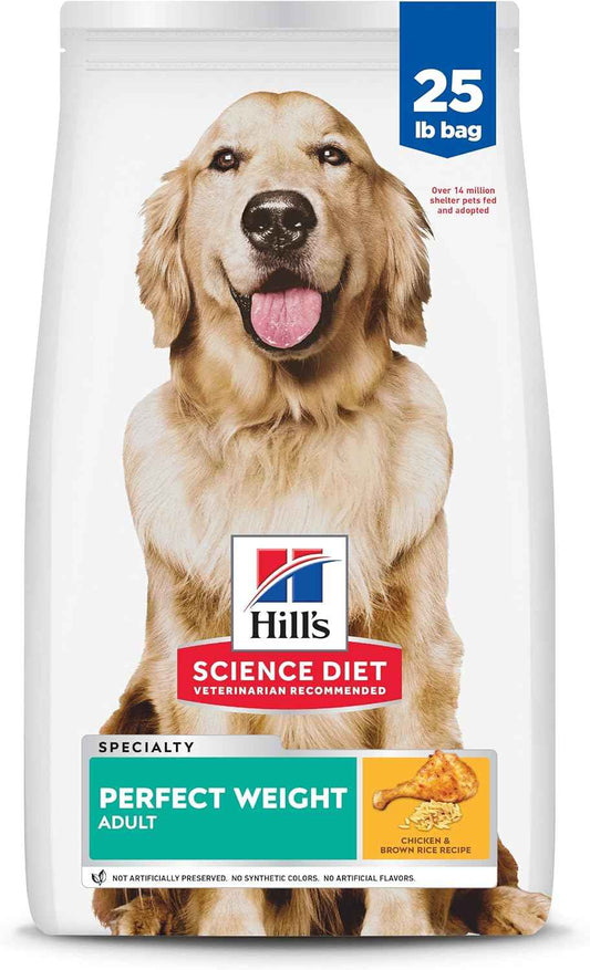 Hill's Science Diet Adult Perfect Weight Dry Dog Food, Chicken & Brown Rice, 25 lb. Bag – Practical Holiday Gift for Health-Conscious Pet Parents