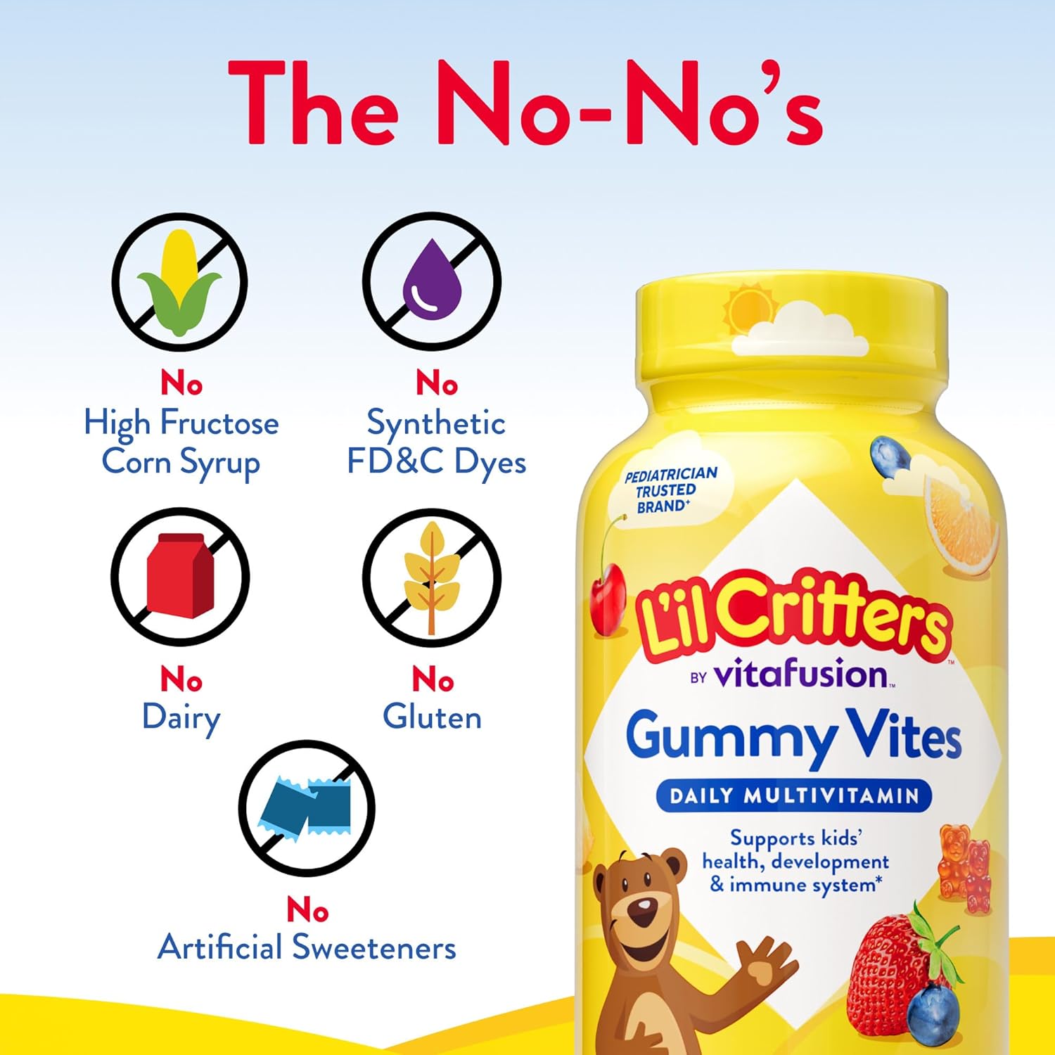 L'il Critters Gummy Vites – Daily Multivitamin for Kids Ages 2+, Pediatrician-Recommended Toddler Immune Support