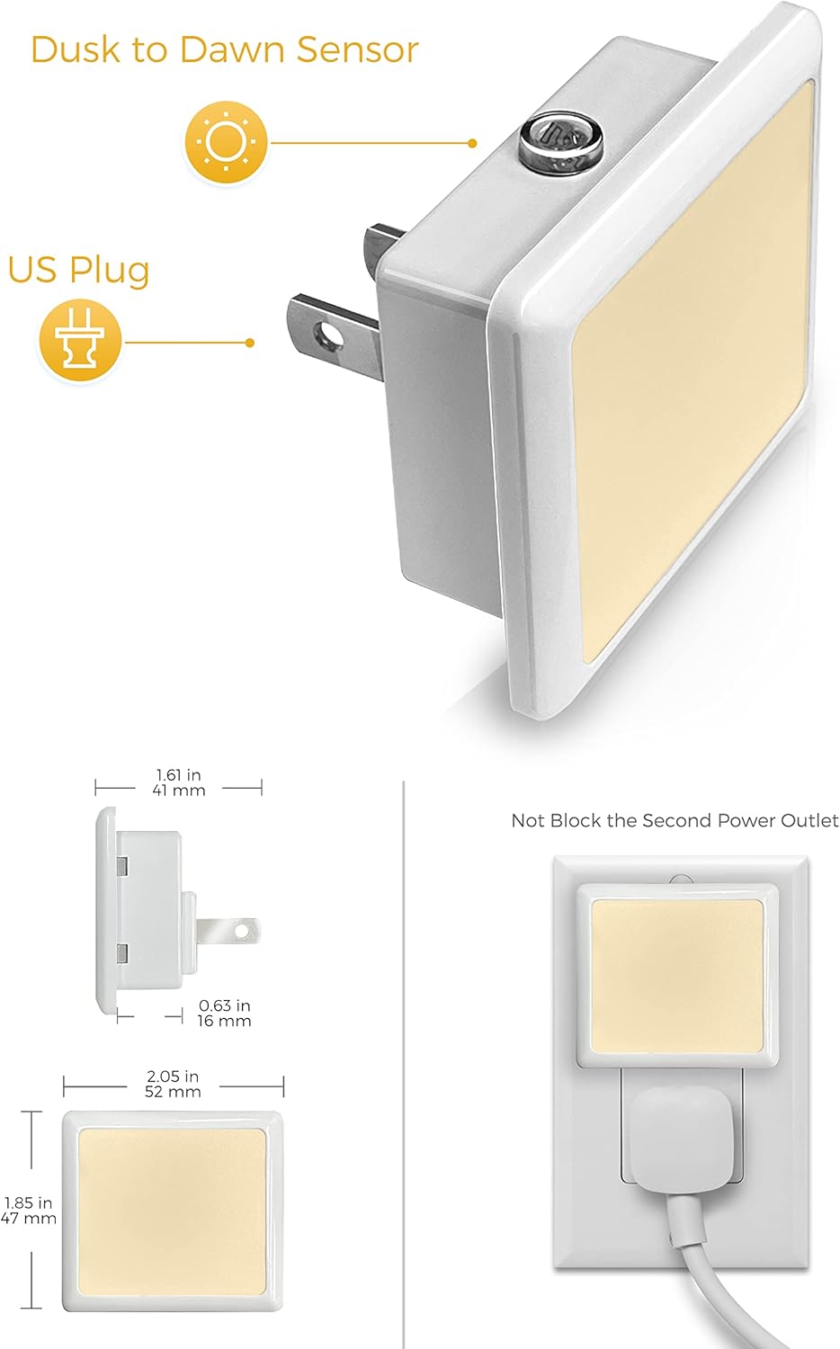 L LOHAS LED Night Light – Flameless Glow for Kids Bedroom and Bathroom, Dusk-to-Dawn Sensor for Safer Nighttime Navigation