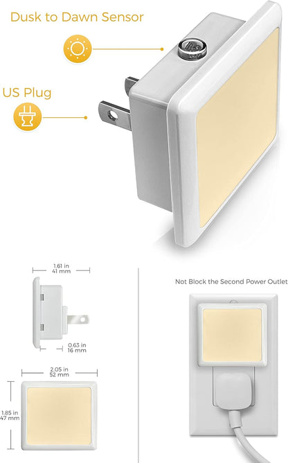 L LOHAS LED Night Light – Flameless Glow for Kids Bedroom and Bathroom, Dusk-to-Dawn Sensor for Safer Nighttime Navigation