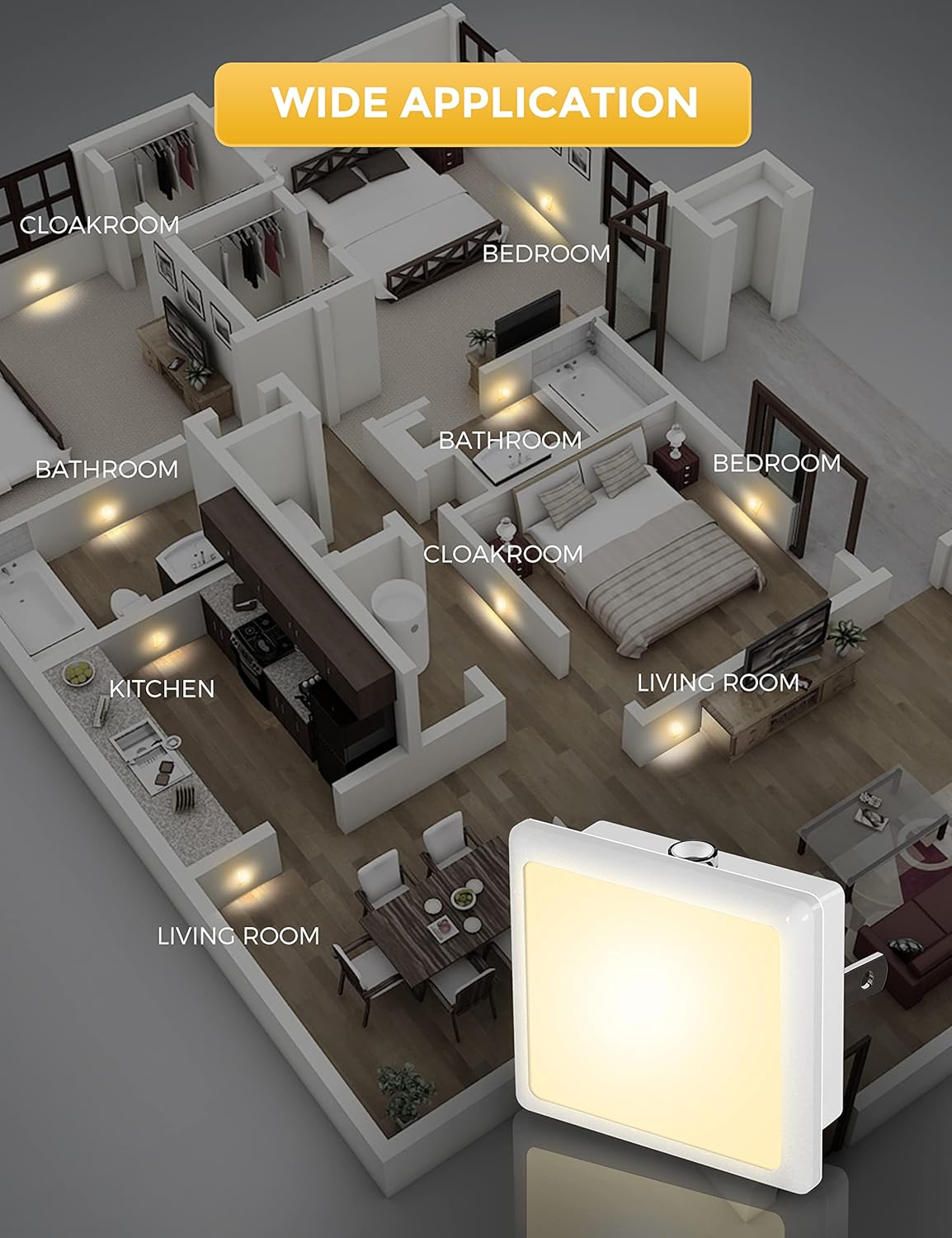 L LOHAS LED Night Light Plug – Dusk-to-Dawn Hallway Safety Light for Elderly, Auto On/Off Sensor