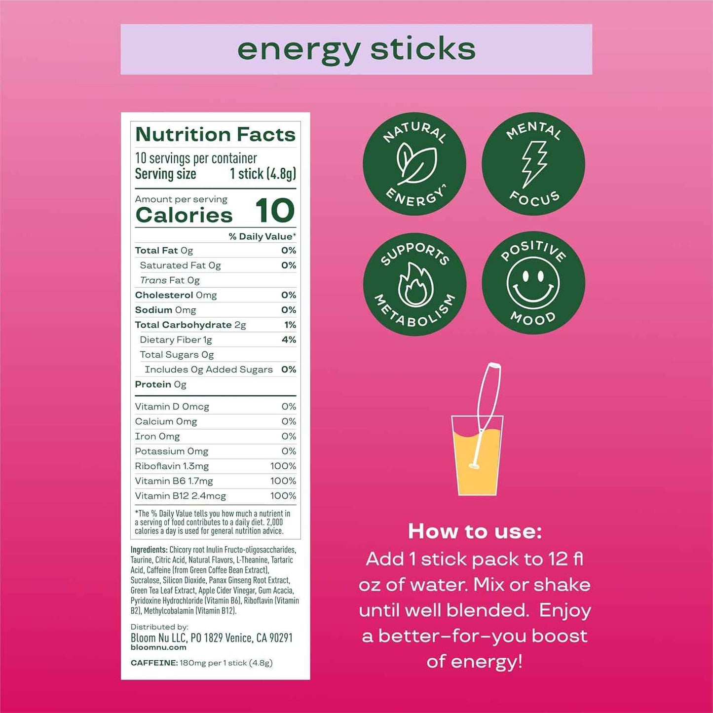 Bloom Nutrition Energy Stick Variety Box – Thoughtful Birthday Gift for Her Best Friend or Sister