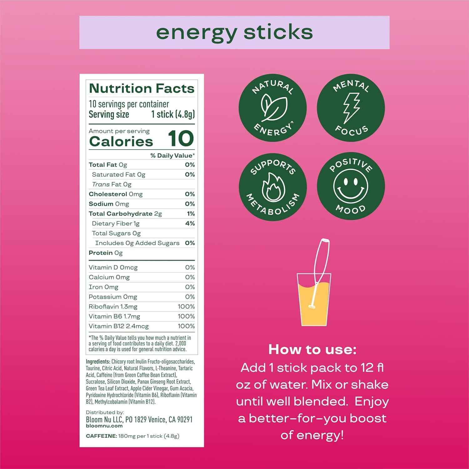 Bloom Nutrition Energy Stick Variety Box – Thoughtful Birthday Gift for Her Best Friend or Sister