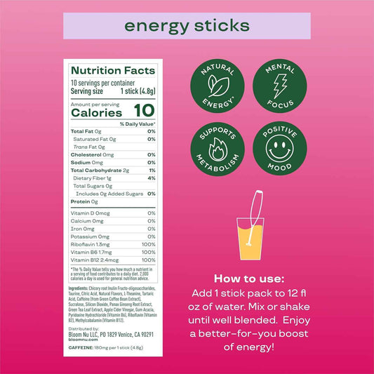 Bloom Nutrition Energy Stick Variety Box – Thoughtful Birthday Gift for Her Best Friend or Sister