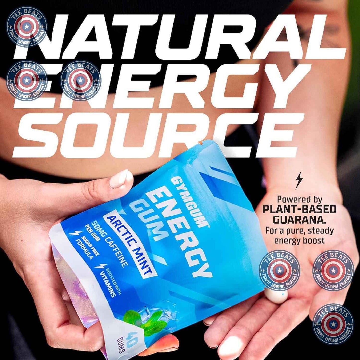 GYMGUM Energy Caffeine Gum | Keto-Friendly Focus Gum for Long Study Sessions, Guarana Powered Brain Fuel for College Students