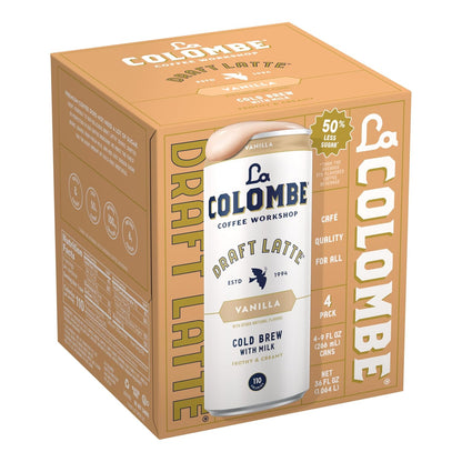 La Colombe Vanilla Draft Latte - Lactose-Free and Gluten-Free Cold Brew for Clean-Eating Routines, 100 Calories