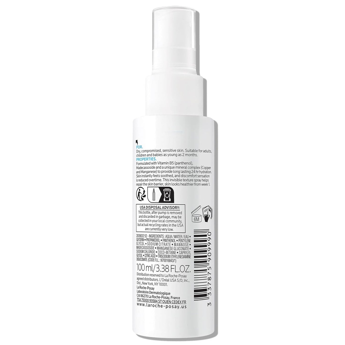 La Roche-Posay Cicaplast B5 Gentle Hydrating Spray – Safe Sensitive Skin Mist for Kids & Reactive Skin Types