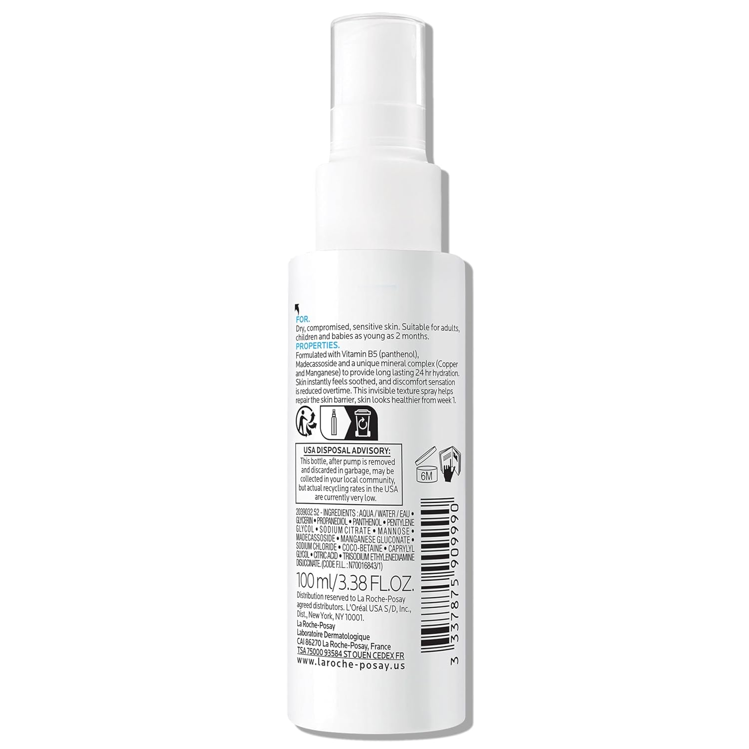 La Roche-Posay Cicaplast B5 Gentle Hydrating Spray – Safe Sensitive Skin Mist for Kids & Reactive Skin Types