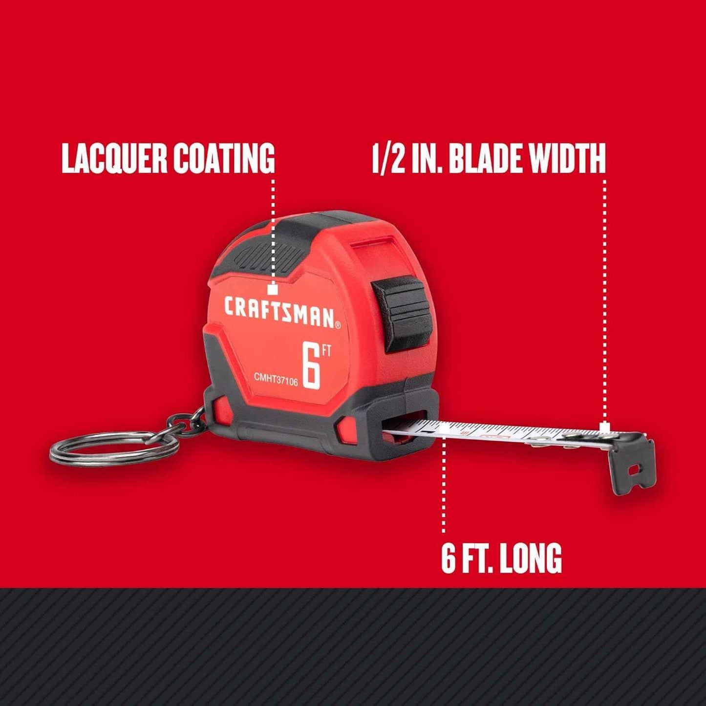 CRAFTSMAN Mini Tape Measure – Truck Dashboard Backup for Contractors, 6 FT Keychain Ready