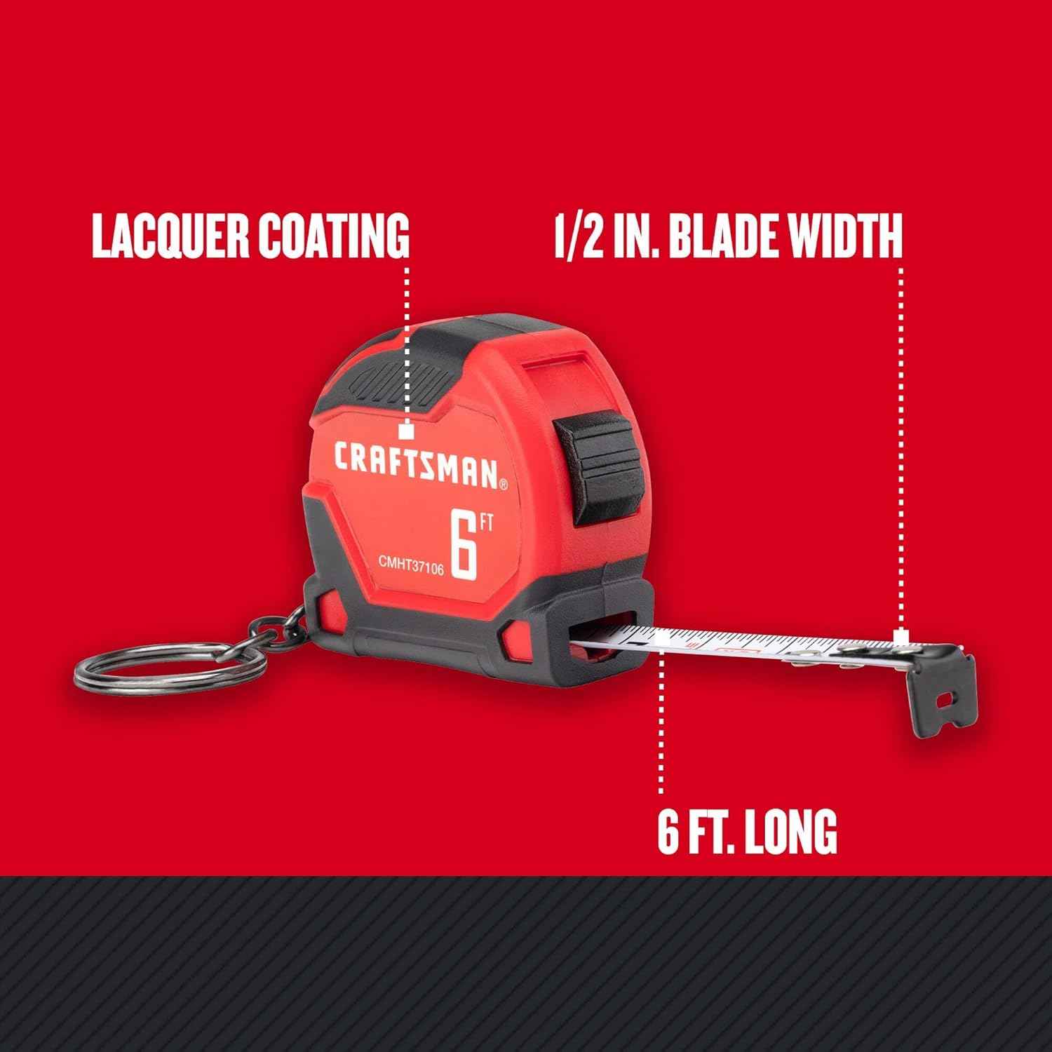 CRAFTSMAN Mini Tape Measure – Truck Dashboard Backup for Contractors, 6 FT Keychain Ready