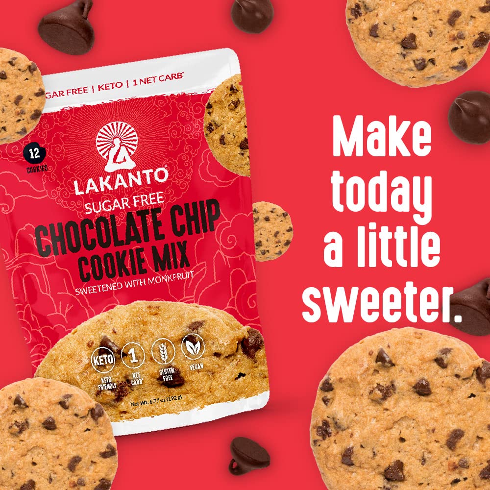 Lakanto Sugar Free Chocolate Chip Cookie Mix – Keto Wellness Treat for Mindful Snacking, Monk Fruit Sweetened