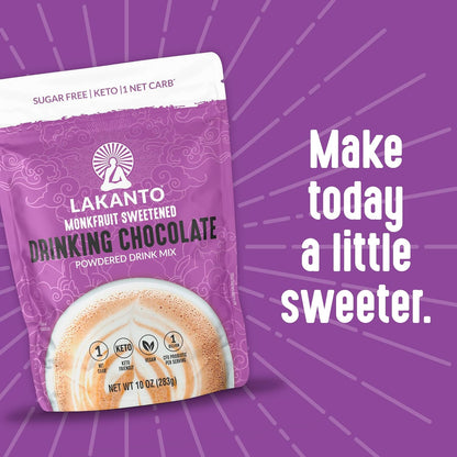 Lakanto Sugar Free Drinking Chocolate - Evening Wind-Down Cocoa Mix for Mindful Keto Rituals, Monk Fruit Sweetened, 1g Net Carb
