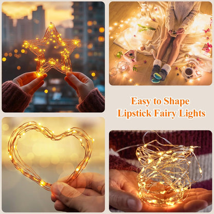 Lakumu LED Fairy Lights Warm White – Cozy Bedroom Ambient String Lights with Timer for Living Room Shelf Styling