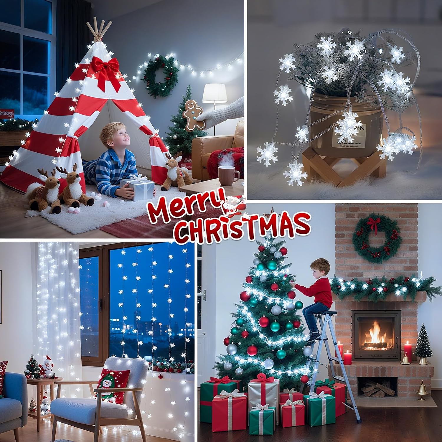Lakumu Snowflake Fairy Lights 20FT Battery Operated String Lights for Bedroom Aesthetic and Cozy Living Room Decor