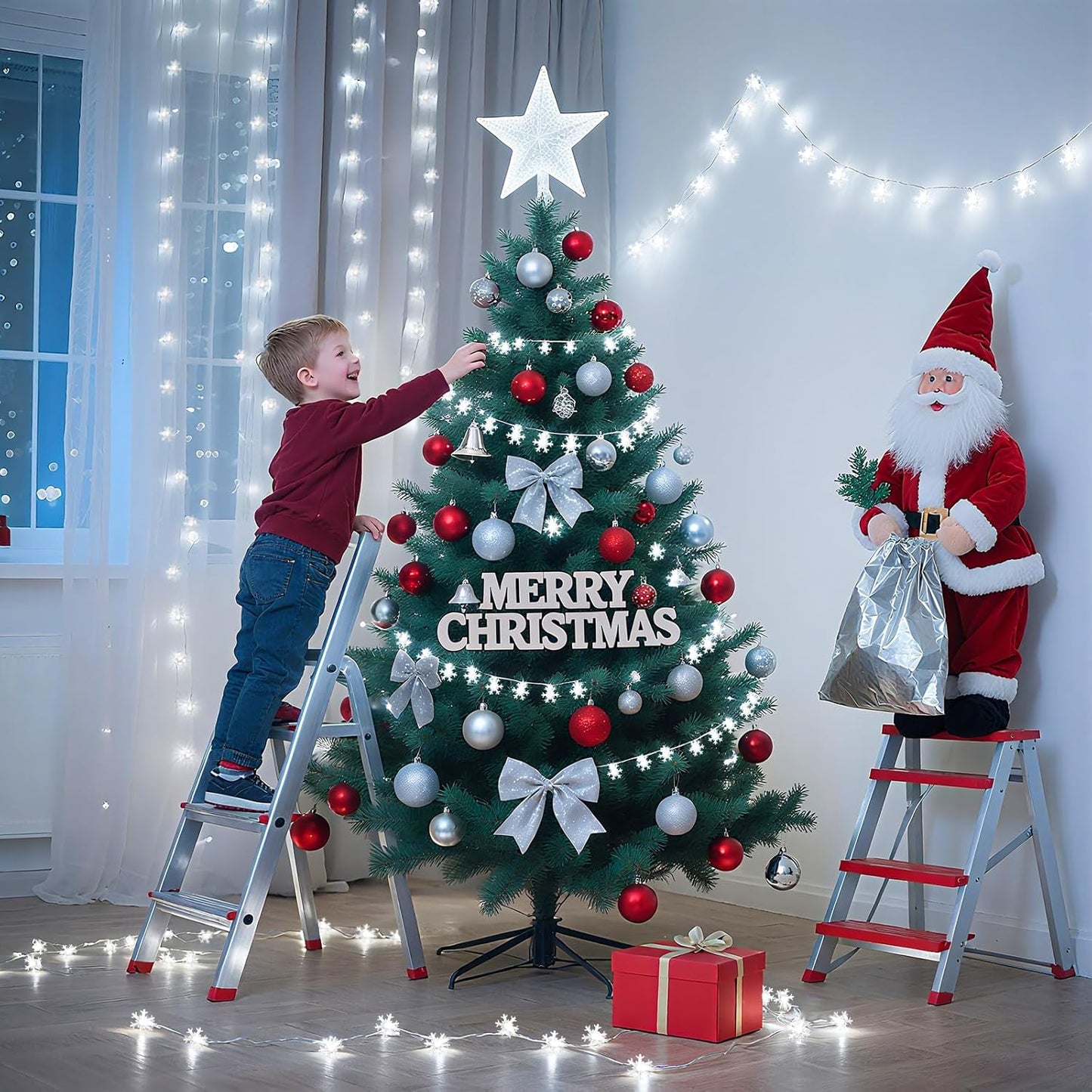Lakumu Snowflake Fairy Lights 20FT Battery Operated String Lights for Bedroom Aesthetic and Cozy Living Room Decor