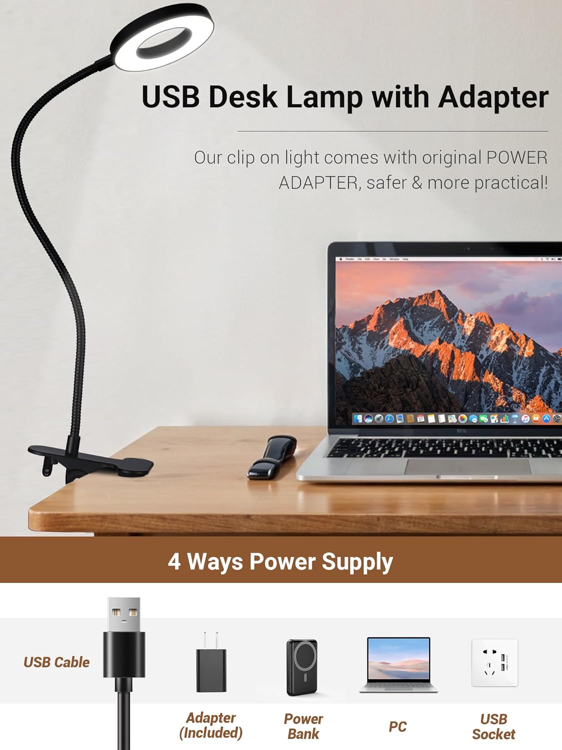 LampDepot Adjustable Bedside Lamp for Mom – Cozy Housewarming Gift for Book Lovers and Remote Workers