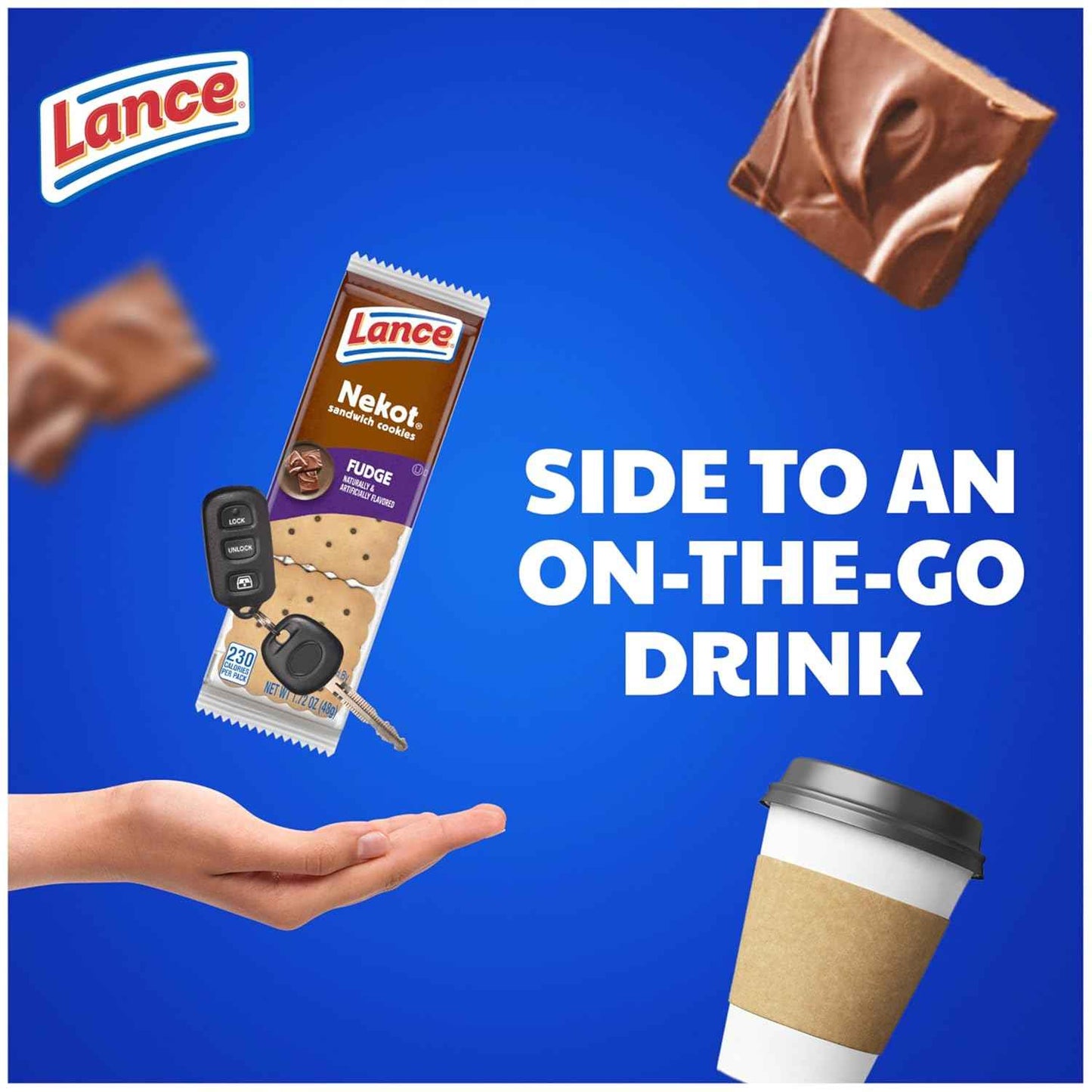 Lance Sandwich Cookies, Nekot Fudge, 10 Individually Wrapped Packs for School Lunches and After-School Snacks