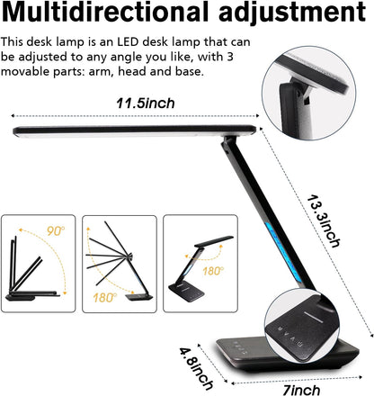 LAOPAO Desk Lamp with Wireless Charger – Home Office Productivity Lamp with USB Port, LCD Clock, and Foldable Arm for Deep Work