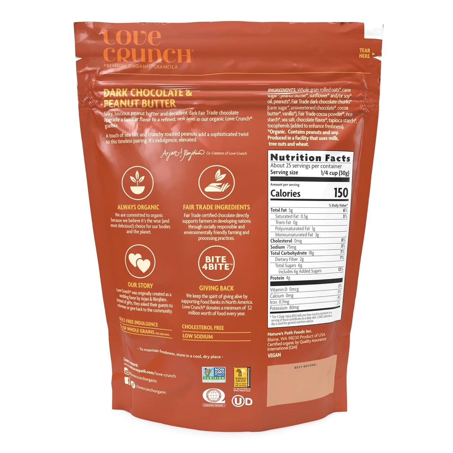 large 26.4 oz family-size pouch available in peanut butter and red berries flavors