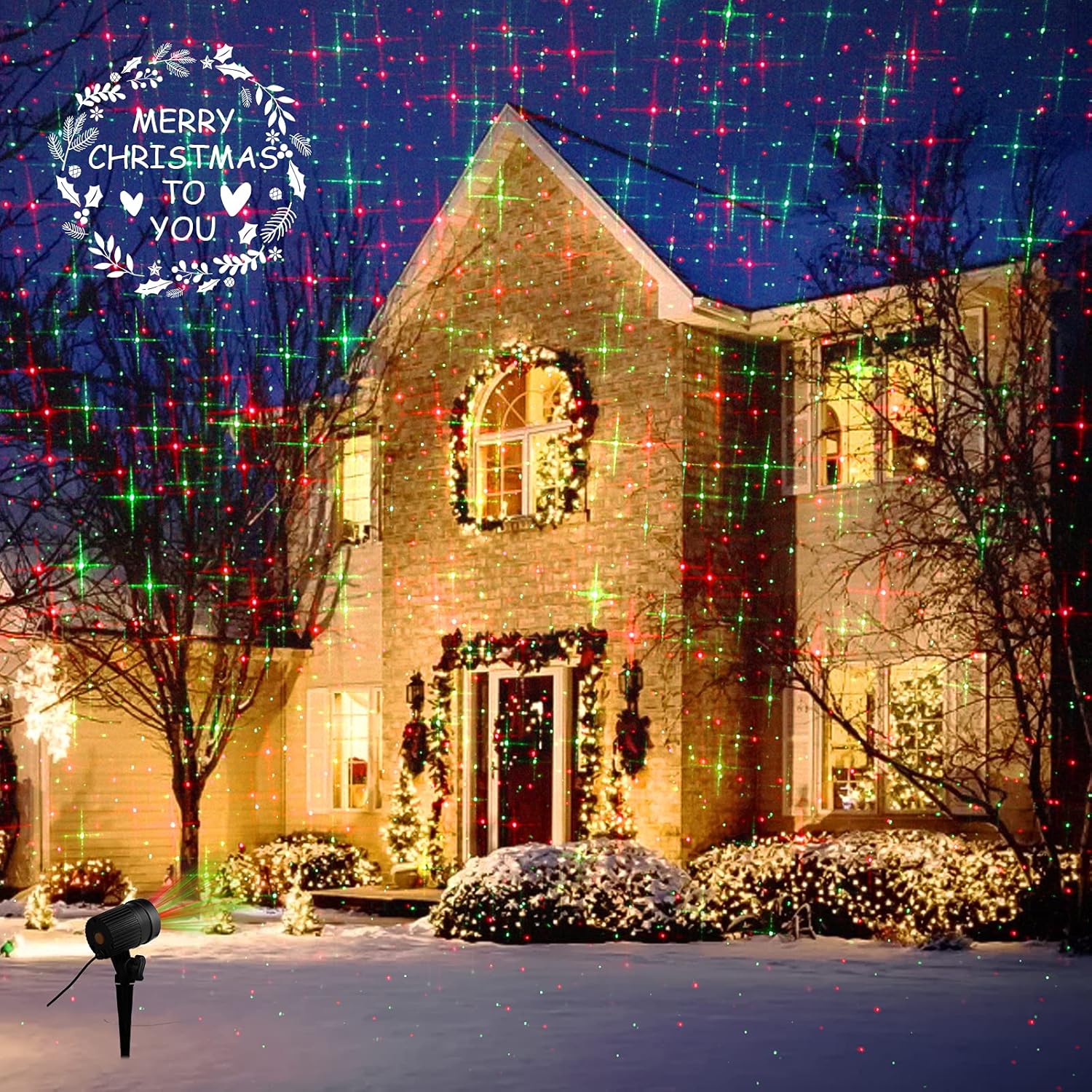 LaserChristmas Star Projector – One Piece Holiday Decor, Stake and Forget with Built in Timer, Clean Matte Finish