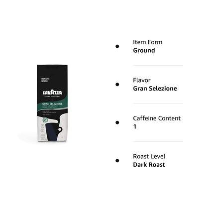 Lavazza Italian Roast Ground Coffee 12oz — Maximum-Strength Pre-Ground Brew for Focused Home Office Mornings