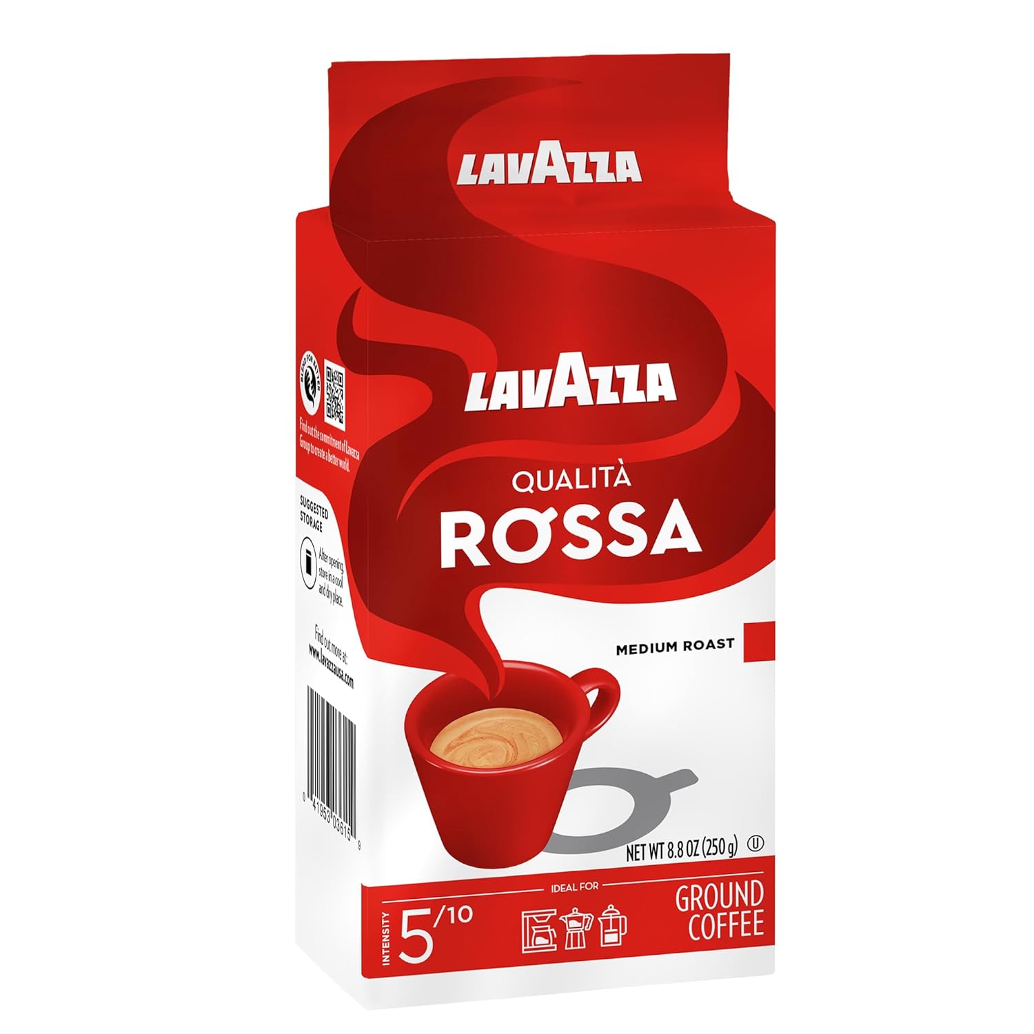Lavazza Qualità Rossa Ground Coffee – Morning Focus Brew for Home Office, Drip and Espresso Ready