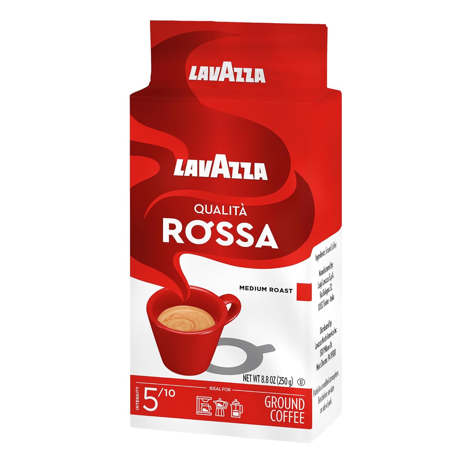 Lavazza Qualità Rossa Ground Coffee – Morning Focus Brew for Home Office, Drip and Espresso Ready