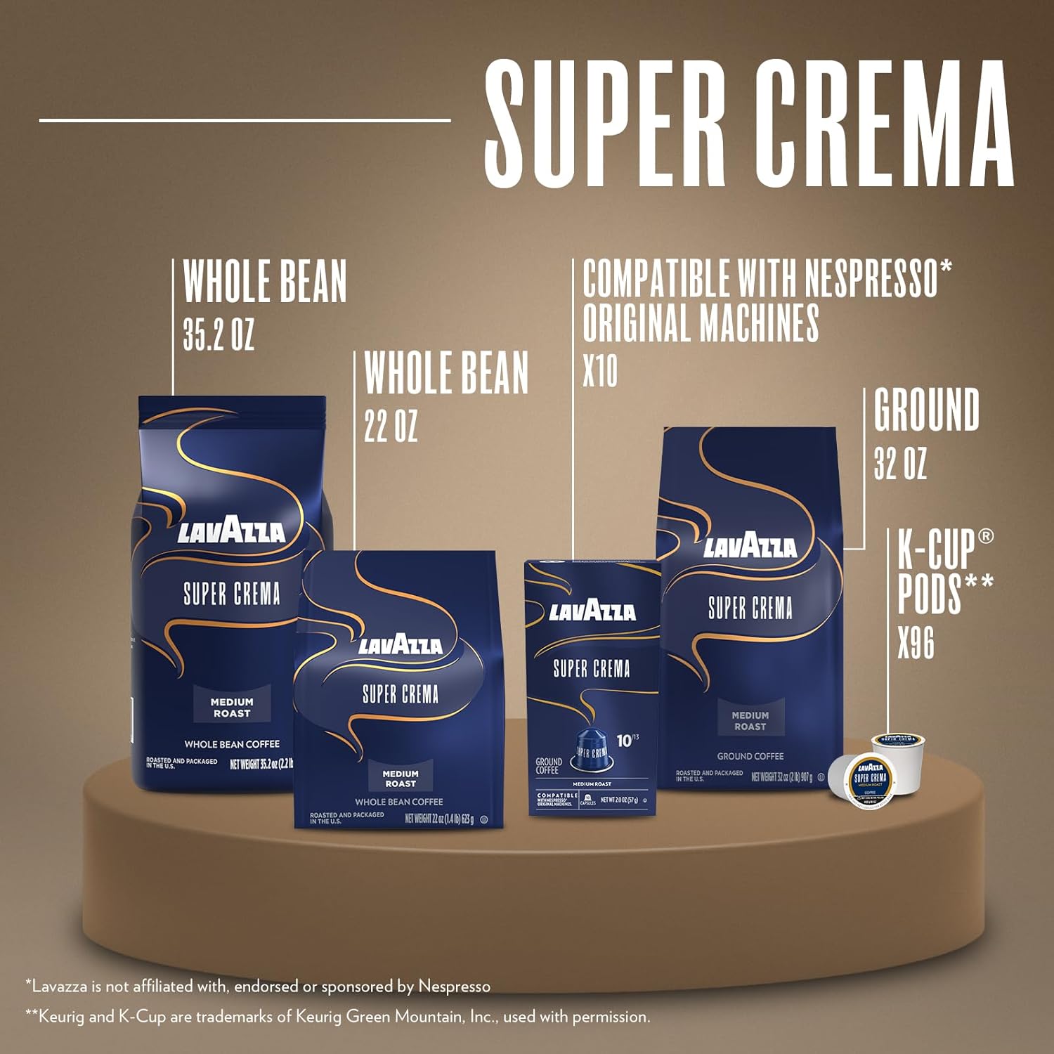 Lavazza Super Crema Aluminum Capsules for Nespresso Original Machines – Italian-Style Coffee Gift for Mom's Birthday