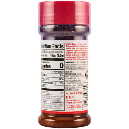 Lawry's 25% Less Sodium Seasoned Salt – One-Bottle Seasoning for Faster Weeknight Meal Prep