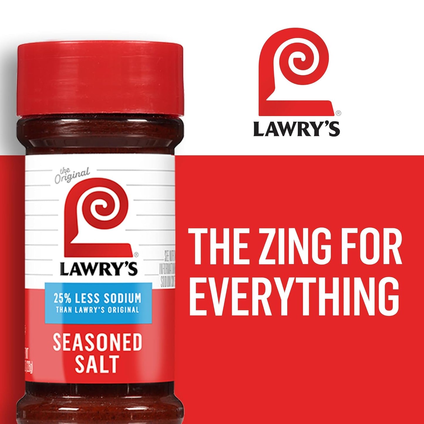 Lawry's 25% Less Sodium Seasoned Salt – One-Bottle Seasoning for Faster Weeknight Meal Prep