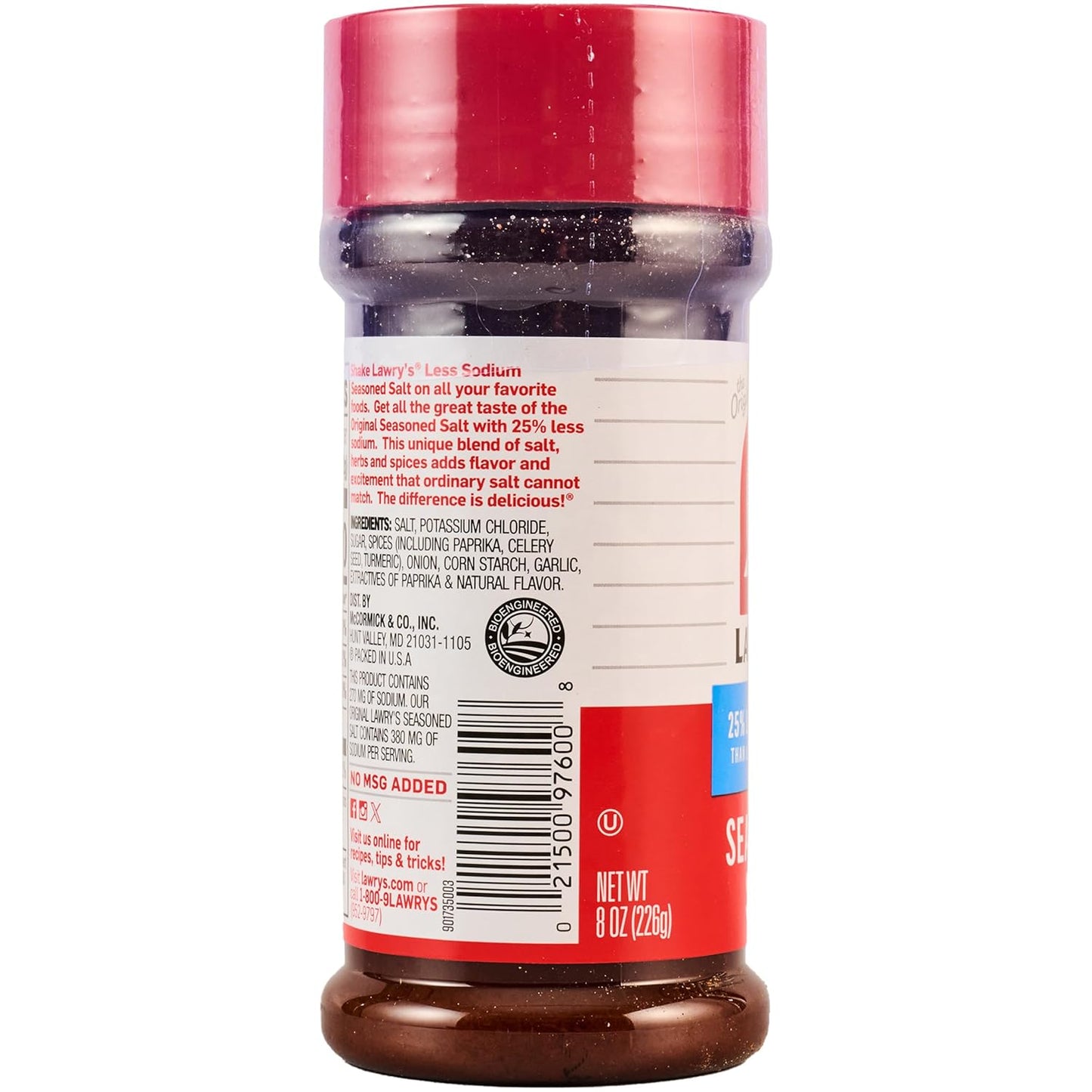 Lawry's 25% Less Sodium Seasoned Salt – One-Bottle Seasoning for Faster Weeknight Meal Prep