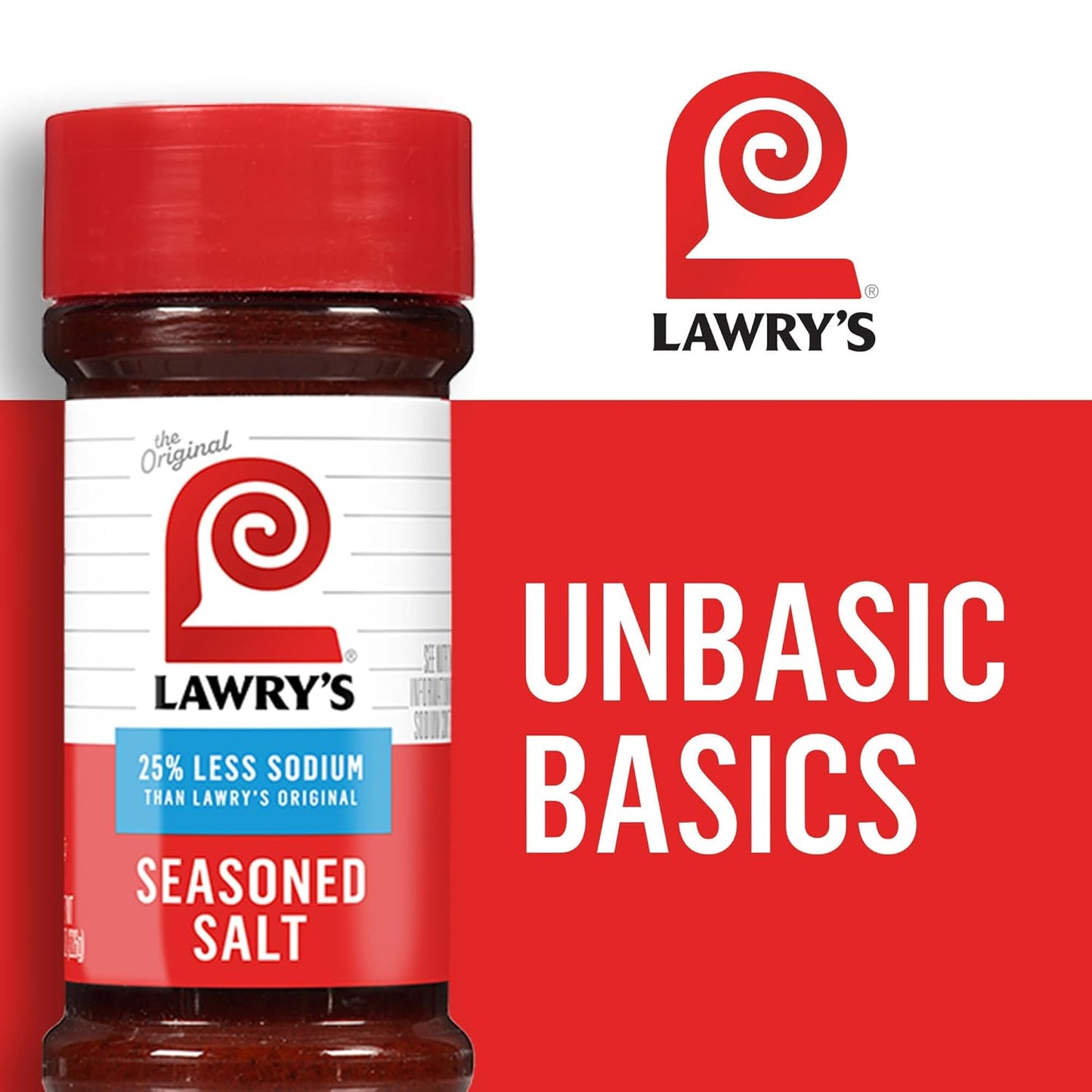 Lawry's 25% Less Sodium Seasoned Salt – One-Bottle Seasoning for Faster Weeknight Meal Prep