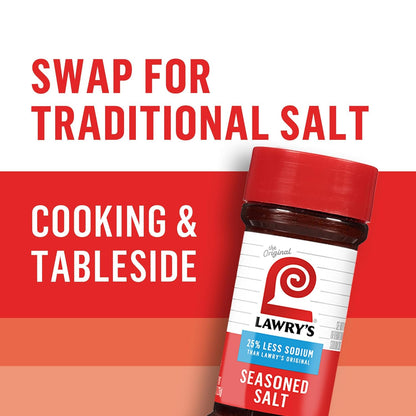 Lawry's 25% Less Sodium Seasoned Salt – One-Bottle Seasoning for Faster Weeknight Meal Prep
