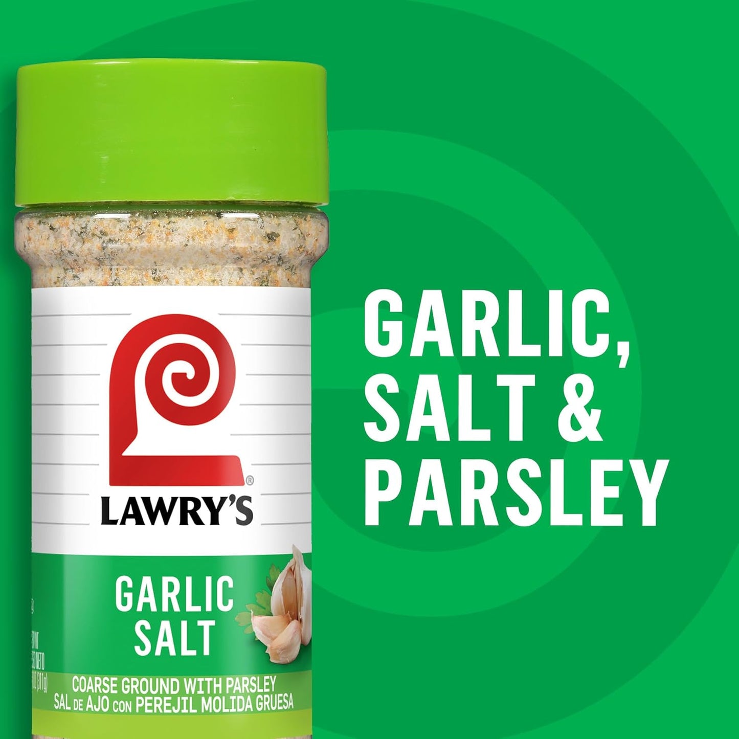 Lawry's Garlic Salt – Practical Housewarming Gift for Home Cooks, Coarse Ground Garlic and Parsley, 11 oz