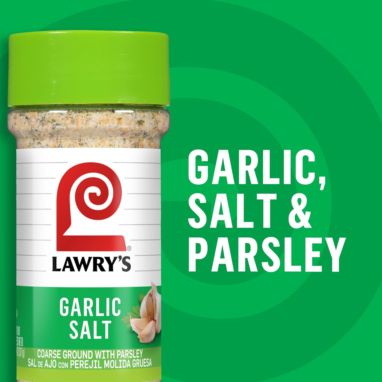 Lawry's Garlic Salt – Practical Housewarming Gift for Home Cooks, Coarse Ground Garlic and Parsley, 11 oz