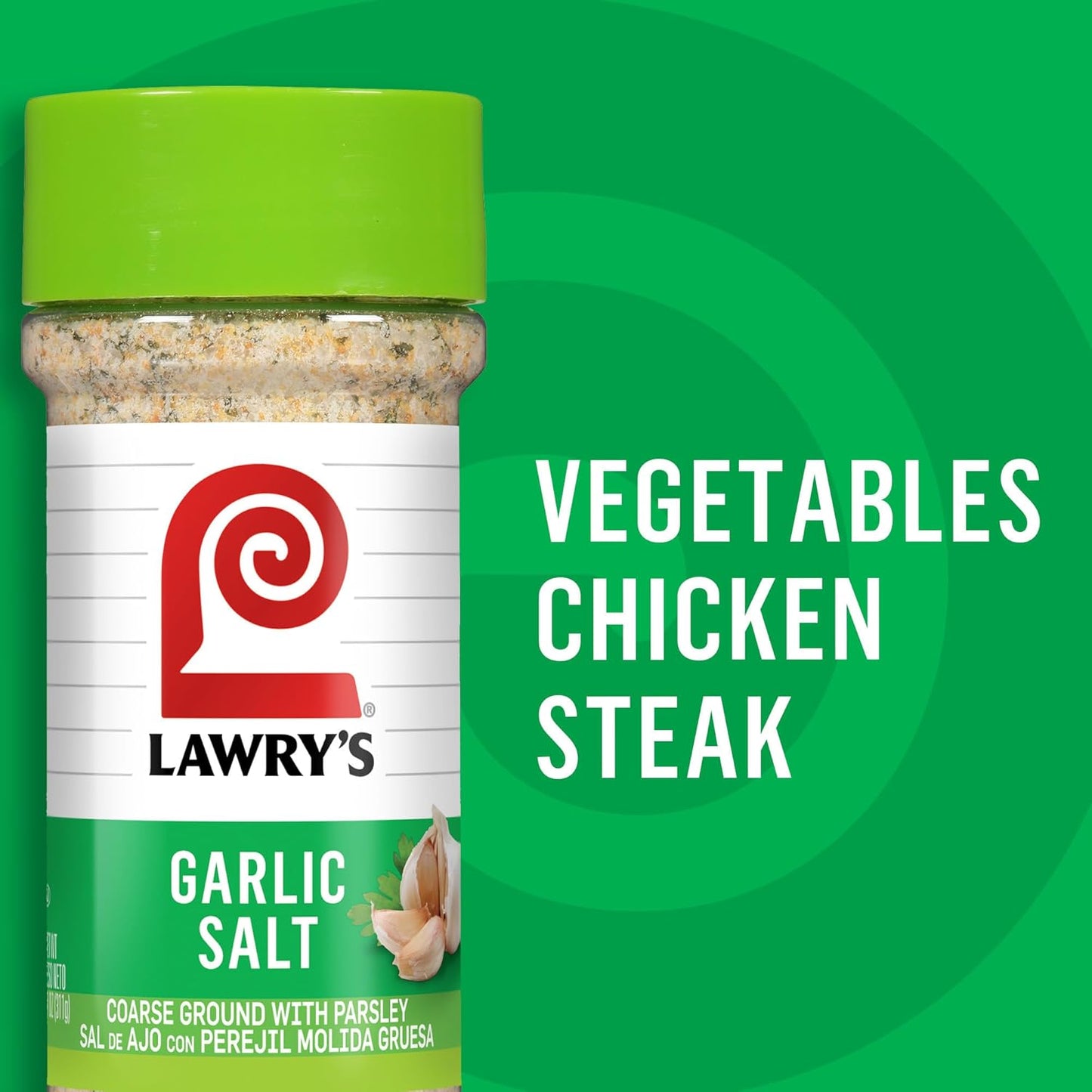 Lawry's Garlic Salt – Practical Housewarming Gift for Home Cooks, Coarse Ground Garlic and Parsley, 11 oz
