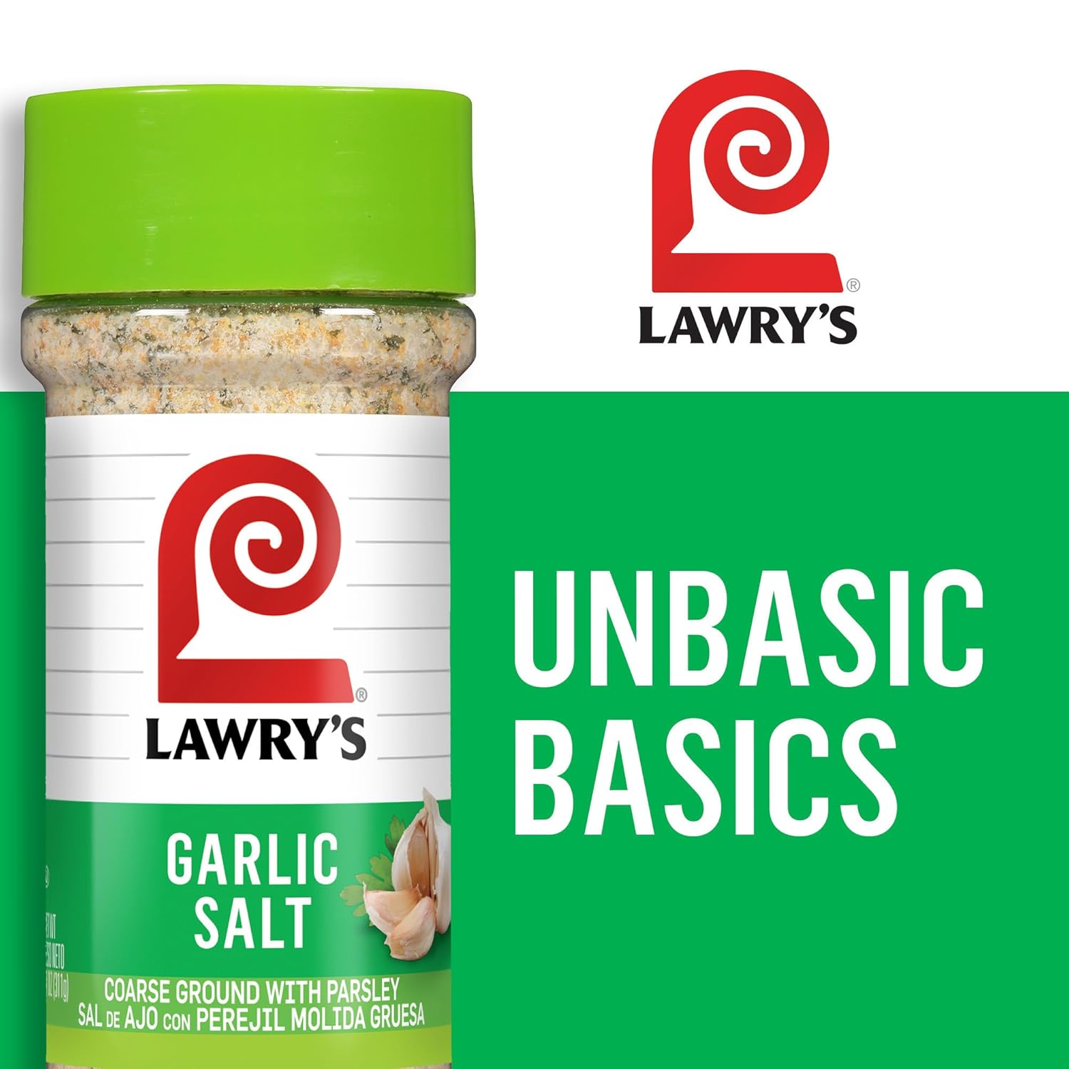 Lawry's Garlic Salt – Practical Housewarming Gift for Home Cooks, Coarse Ground Garlic and Parsley, 11 oz