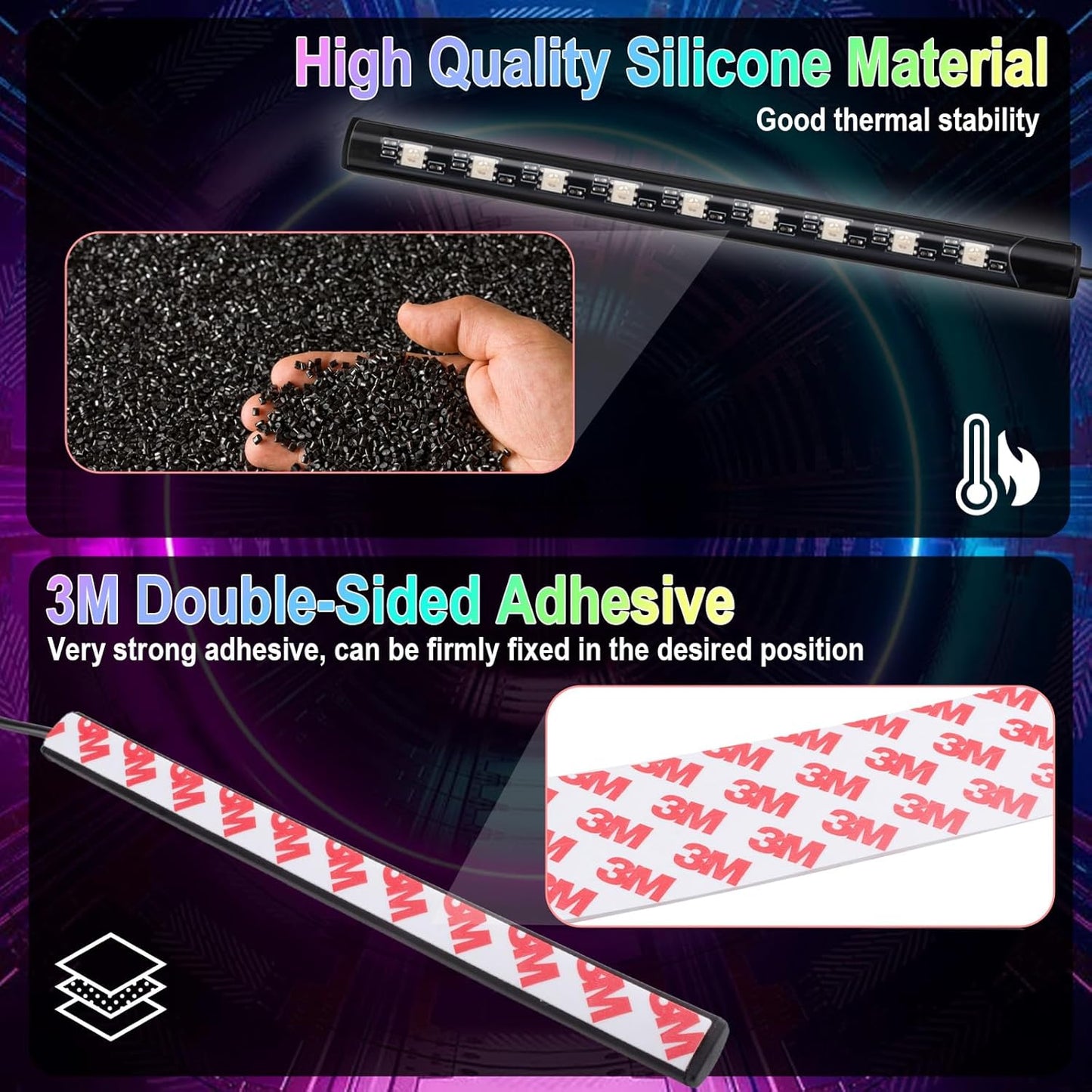 LED Car Interior Lights, Valentine's Day Gift for Car Lovers, 16 Million Color Music Sync Strip Lights with USB & Cigarette Lighter Adapter